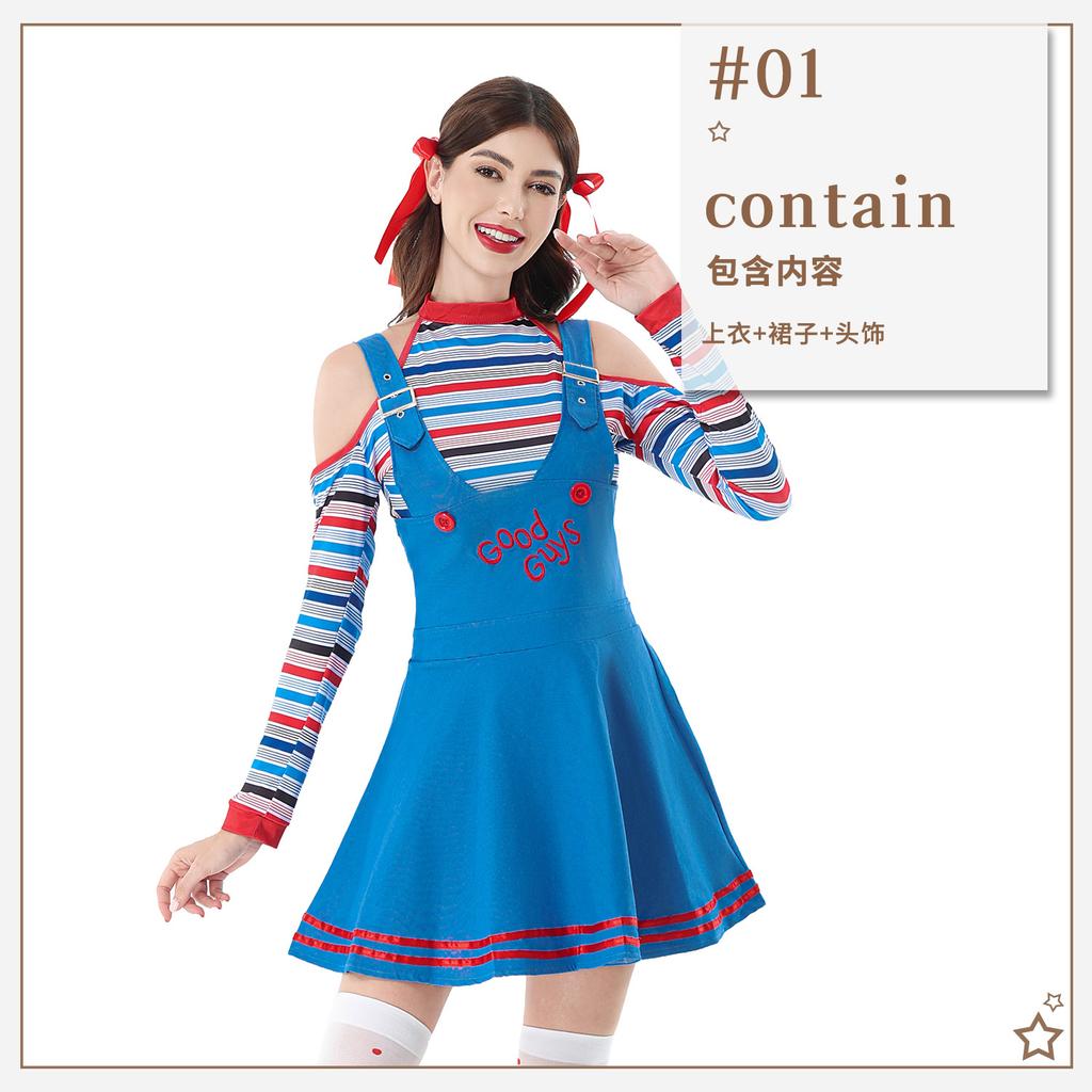 Circus Clown Female Costume Halloween Adult Costume Cos Horror Bloody Ghost Baby Carnival Cos Dress