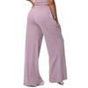 Women's Wide-Leg Brushed Fleece Pants with Drape Pockets and Elastic Drawstring