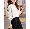 Women's Lace Textured Round Neck Knitted Top - Spring 2025 Fashion Trend