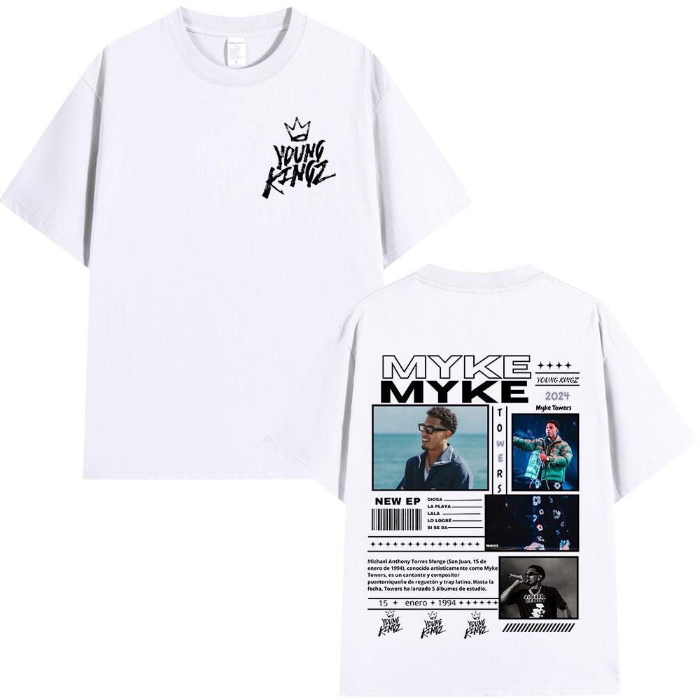 Rapper Myke Towers Graphic Print Tshirts Unisex Women Fashion Hip Hop Oversized ONeck T Shirt Comfort Cotton Short Sleeve Tshirt