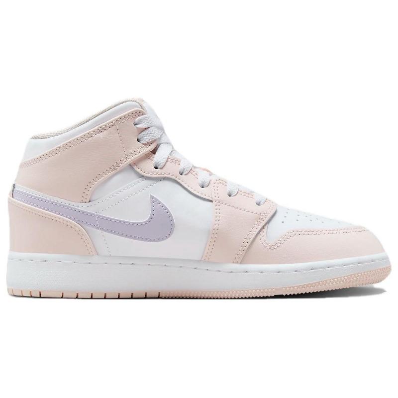 Scarpe da basket Air Jordan 1 GS in pelle mid-top rosa/viola unisex FD8780-601