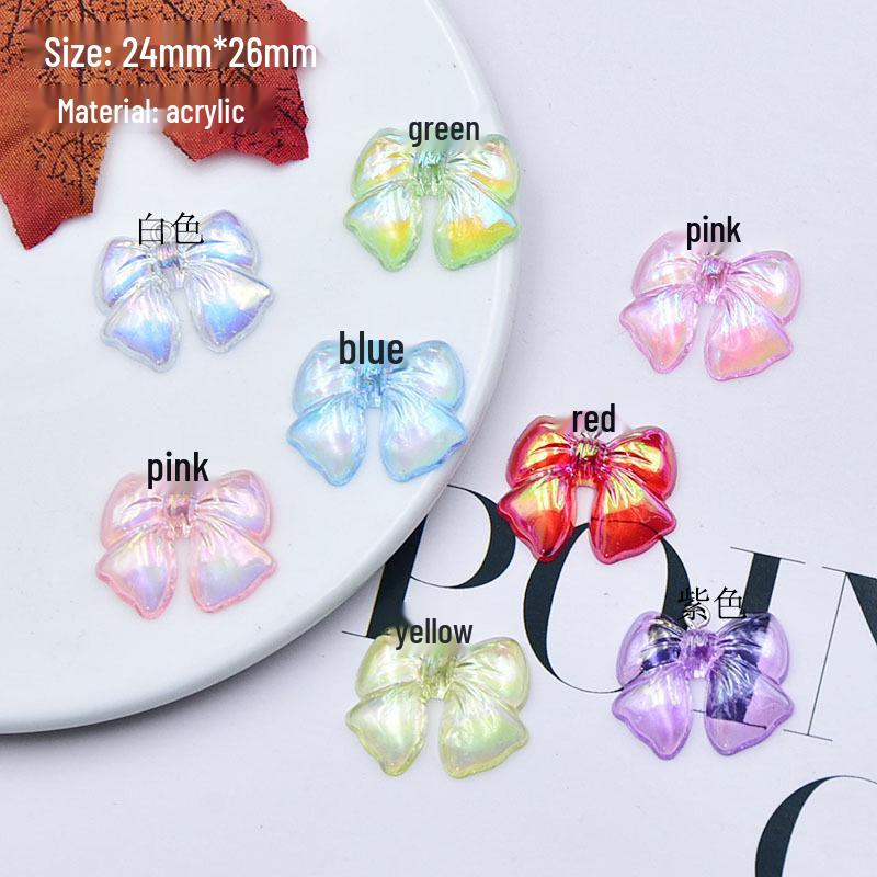 AB Electroplated Transparent Acrylic Bow Tie Pendant Charm