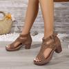 Large size European, American and Roman sandals 22 summer new hollow zipper middle heel sandals