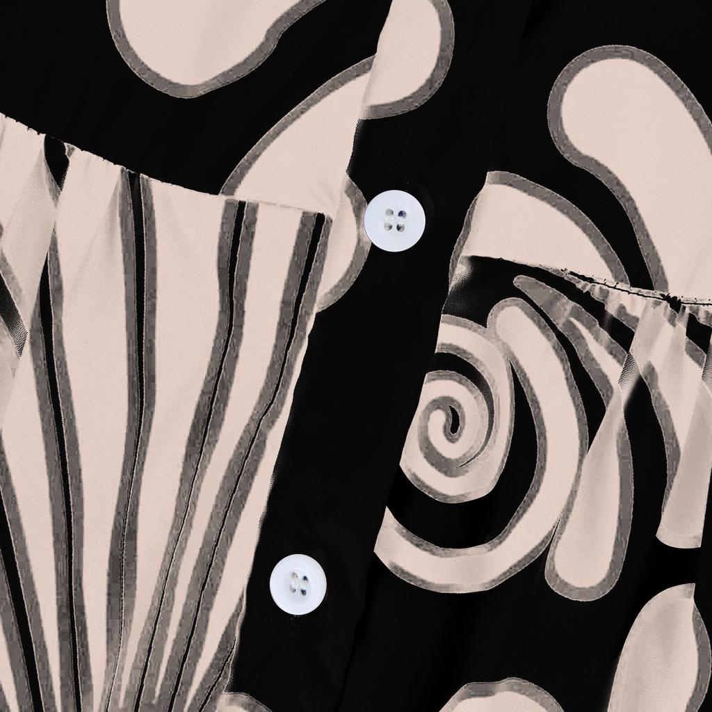 Women's Summer Fashion Printing Sexy V Neck Short Sleeve Beach Flowy Party Skirt