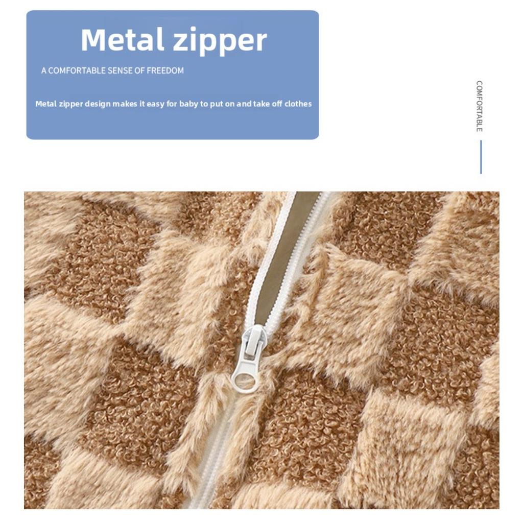 Children's Velvet Coat Autumn/Winter New Cardigan Thickened Top Zipper Stand Up Collar Middle and Large Children's and Baby's Clothing