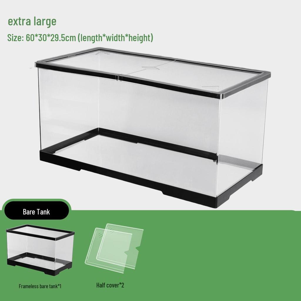 Acvariu Compact pentru Broaște Țestoase cu Platformă de Soare - Habitat Elegant de Birou cu Capac pentru Afișare Ecologică în Sufragerie