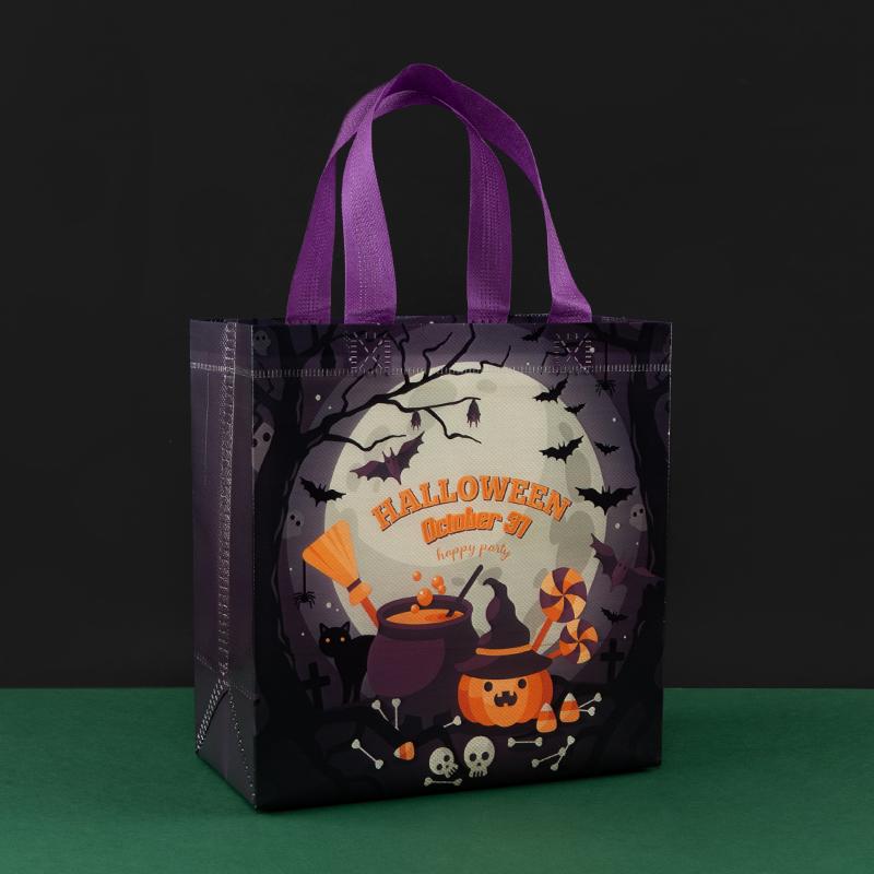 Trick or Treat,Halloween,Pumpkin,Party Supplies,Skeleton Design,Candy,Cookie,Pack,Non Woven Gift Bags,12/30pcs