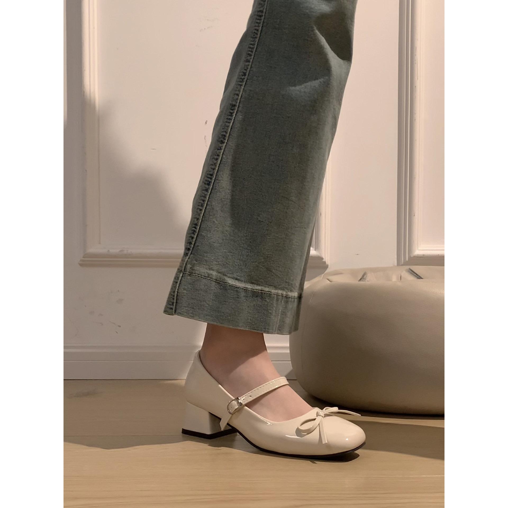 

French retro thick heel light mouth single shoes 2026 spring and autumn with skirt small man height Mary Jane shoes 39