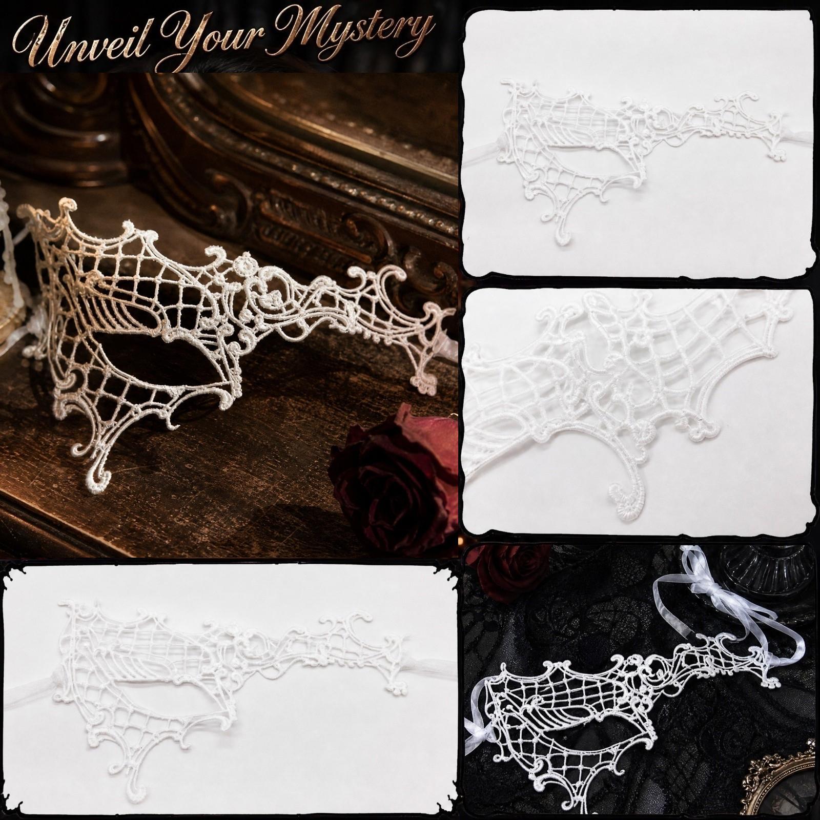 Gold Foil Stamped Lace Single Eye Half Face for Masquerade Ball белый