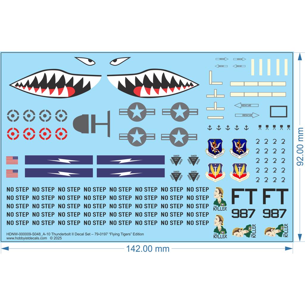A-10 Thunderbolt II Decal Set – 79-0197 “Flying Tigers” Edition - 1/48 - Water Decal