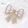 Elegant Bow Brooch with Faux Pearls Rhinestones, Women Vintage Bowknot Alloy Pin Lapel Pin, Jewelry Accessories for Coats Dresses Shawls Shirts