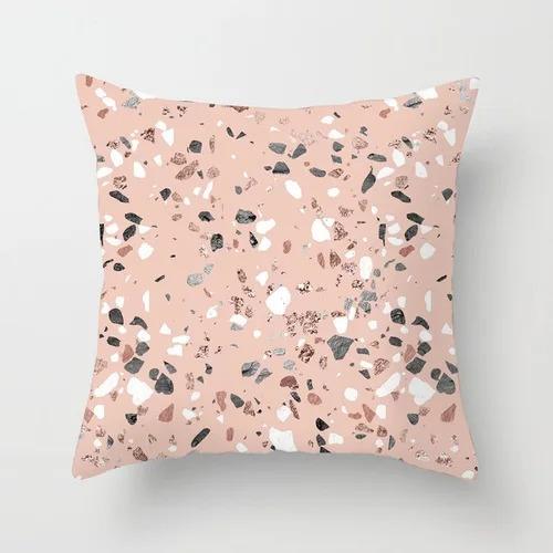 Pink Marble Geometric Series Pillowcase Home Fabric Craft Sofa Back Cushion Cushion Cover Living Room Pillow