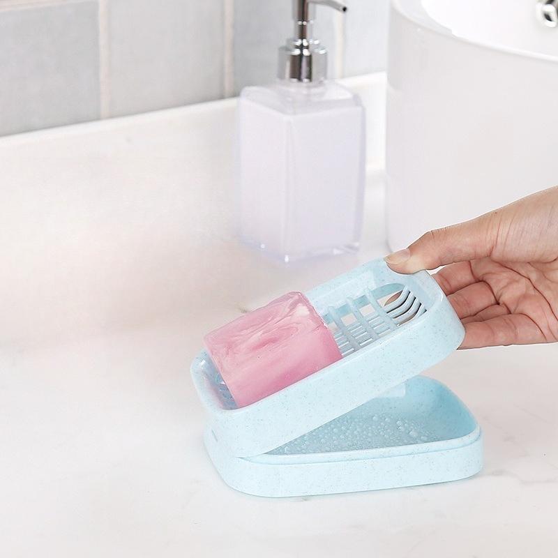 1pcs Portable Soap Holder Double-layer Plastic Shower Soap Dishes Non-slip Draining Tools Drainage Soap Box Bath Bathroom Tools