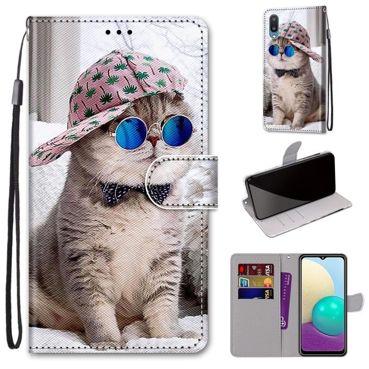 

For Samsung Galaxy A02 / M02 Coloured Drawing Cross Texture Horizontal Flip PU Leather Case with Holder & Card Slots & Wallet & Lanyard For Samsung Galaxy A02 / M02 синій