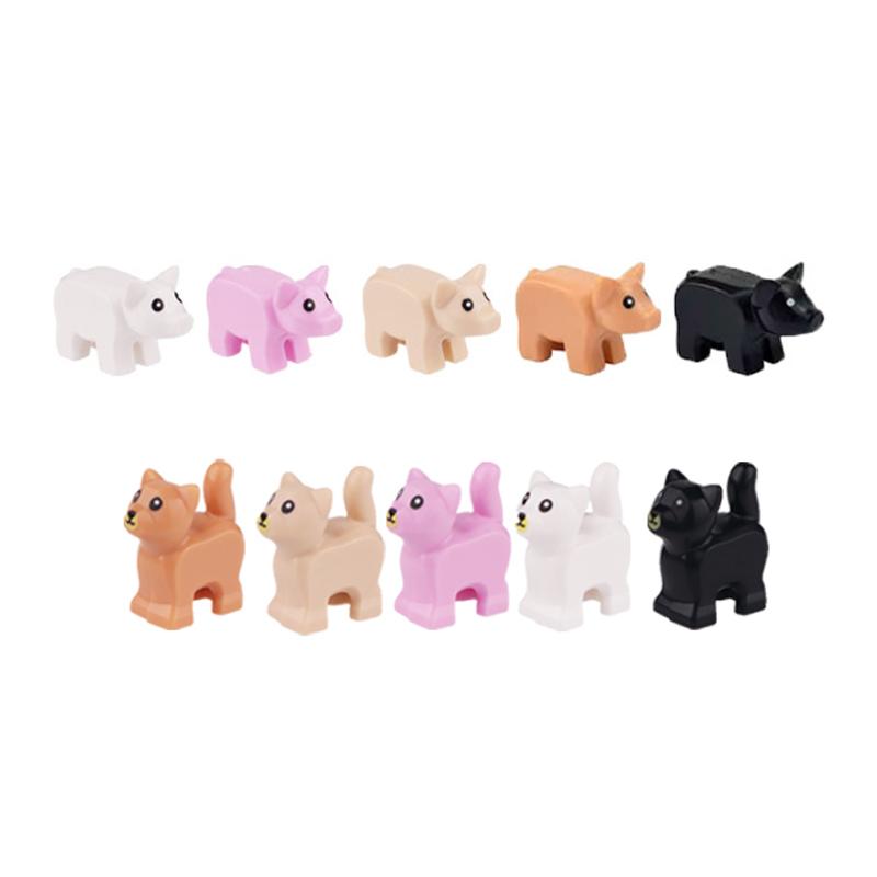 City Scene Accessories Animal Building Blocks Model Figures Farm Wolves Flamingos Pig Dog Gorillas Elephants Zoo Bricks Toy Gift