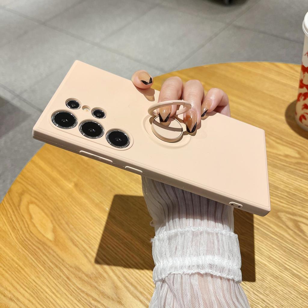 Luxury Morandi Soft Silicone Magnetic Case For Samsung S24Ultra S23 Plus S22 Full Cover With Ring Holder