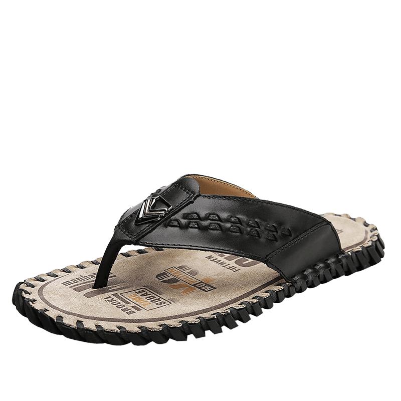 2024 Trend Summer Men Flip Flops Slippers Handmade Leather Light Comfortable Beach Flats Indoor Sliper Outdoor Men's Flip Flop