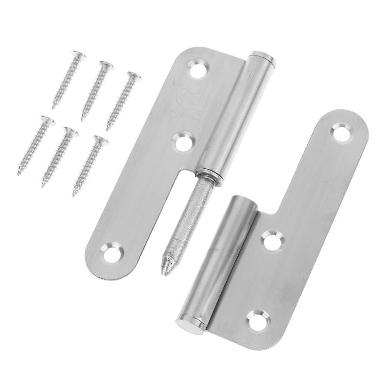 1pair 4 Inch Thick Stainless Steel Round Corner Detachable Hinge Bedroom Wardrobe Room Door Fireproof Flat Hinge