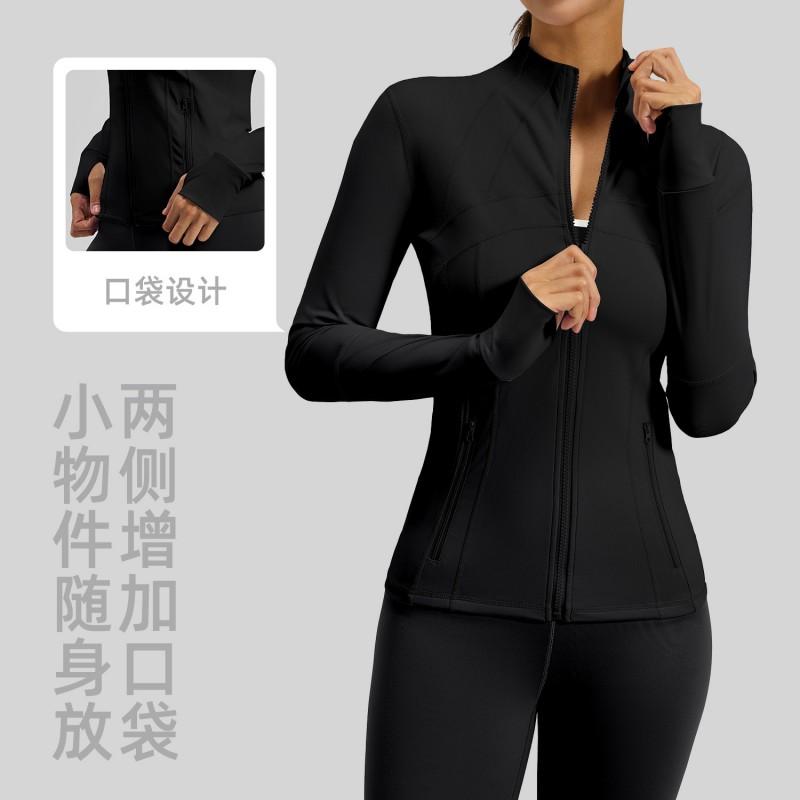 Womens Breathable Stretch Fitness Jacket With Pockets Running Cycling Yoga Fall