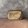 [Pre-Owned] Puzzle Logo Embossed Patchwork Design Leather Geometric Tote Shoulder Crossbody Bag Small - Excellent #1JLMXTE