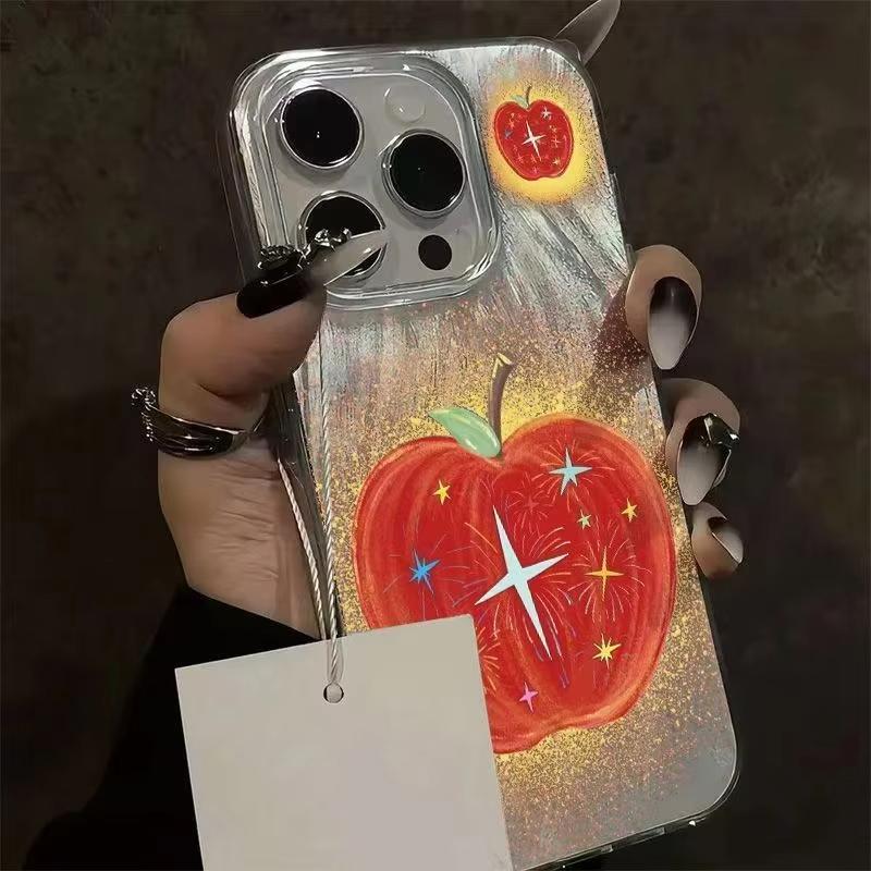 INS Colorful Star Red Apple Pattern Phone Case For Iphone 17 Air 16 16e 17e 15plus 14 13 12 11 Pro Max Y2K Shockproof Hard Cover