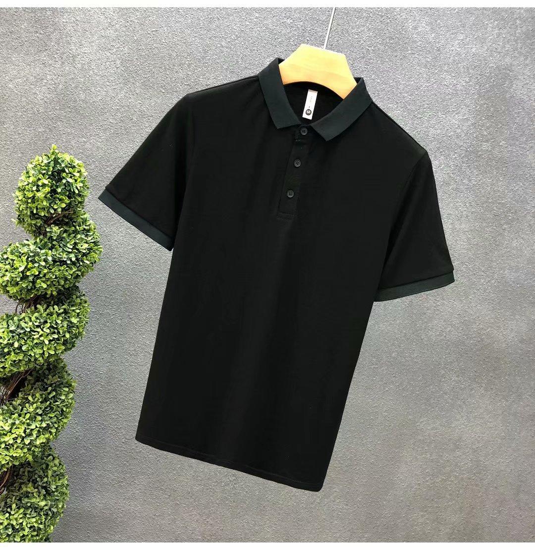 

Мужская однотонная рубашка поло с короткими рукавами, облегающая повседневная легкая летняя футболка на пуговицах 3XL чёрный