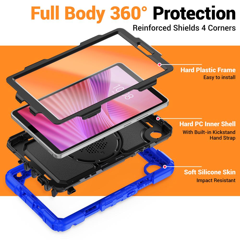 Handheld Tablet Cases for 8.7" Lenovo Tab K9/Tab One 2025 TB305XU/TB305FU Case Shockproof Hard PC+Silicone Cover Stand Shell