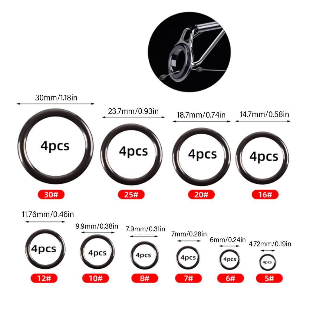 40Pcs Rod Repair Kits Rod Tip Repair Kits Ceramics Tips Spinning Rod Guides Tip Ceramic Guide Fishing Rod Repair Kits