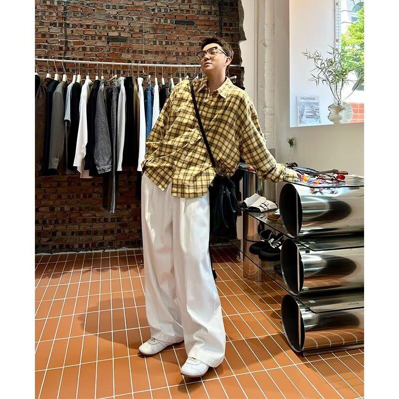 2024 Plaid Long Sleeve Shirt Japanese Hong Kong Style Ins Loose Shirt Boys Summer Trendy Versatile Casual Coat