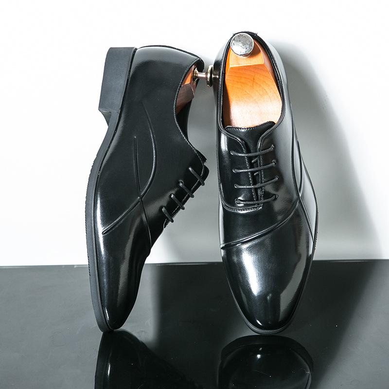 Men s Plus Size Casual Leather Shoes - Stylish British Pointed Toe Formal Business Footwear 46 чёрный