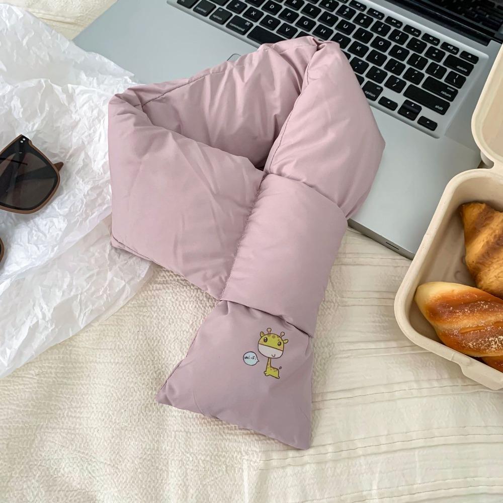 Windproof Down Cotton Scarf Solid Color Thermal Warm Scarf Fashion Winter Cross Scarf  Outdoor