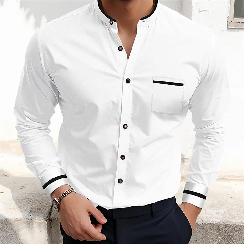 Men's Long-sleeved Solid Color High-end Shirt, Loose And Versatile Shirt For Men