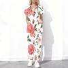 Women Plus Size Floral Printed Scrub Set Cutout Neck Short Sleeve Pocket Top Long Pants Two Piece