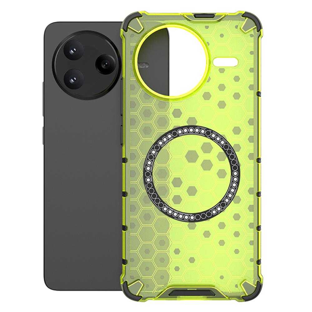 

For Xiaomi Poco F7 Pro 5G/Redmi K80 5G Case Compatible with MagSafe Honeycomb Design TPU+PC Phone Cover Green