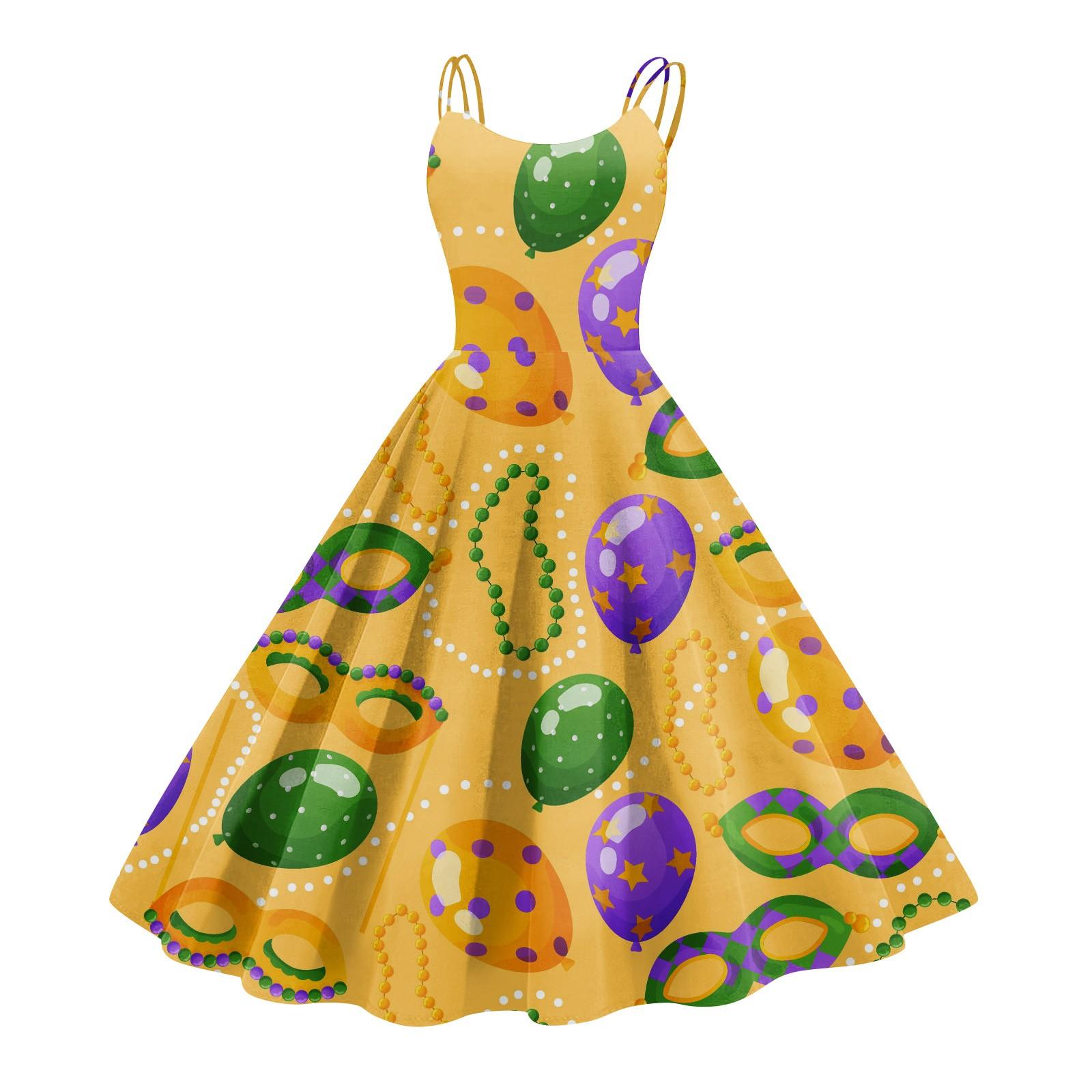 

Женское платье, карнавальный принт, сексуальные подтяжки, большой дисплей, ретро-платье XL шафрановый