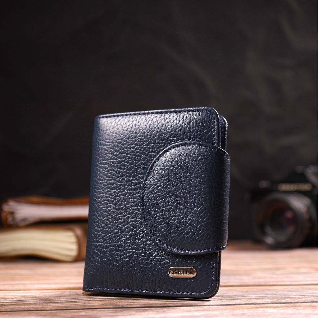 Pohodlná středně velká dámská peněženka z pravé lícové kůže CANPELLINI 21809 Modrá