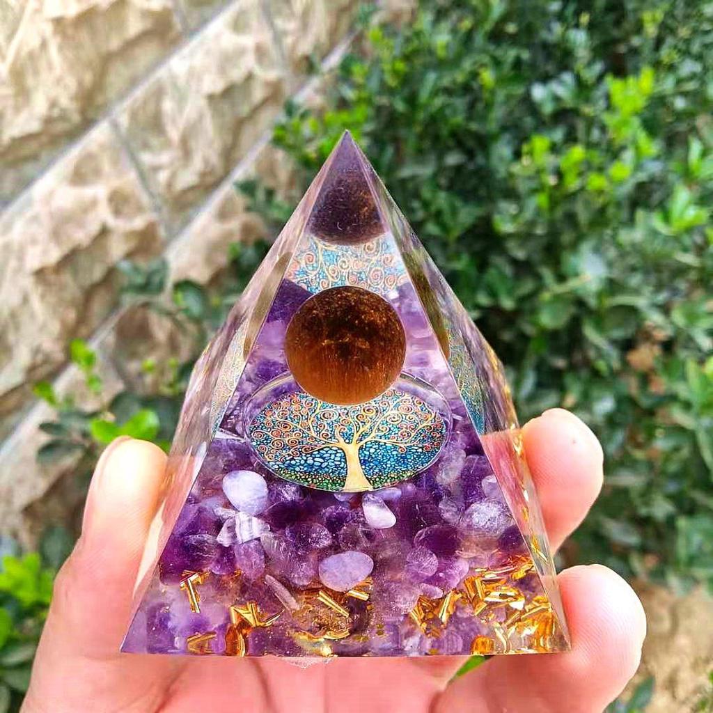 Crystal Stone Pyramid Resin Decor: Home, Office, Car Ornaments