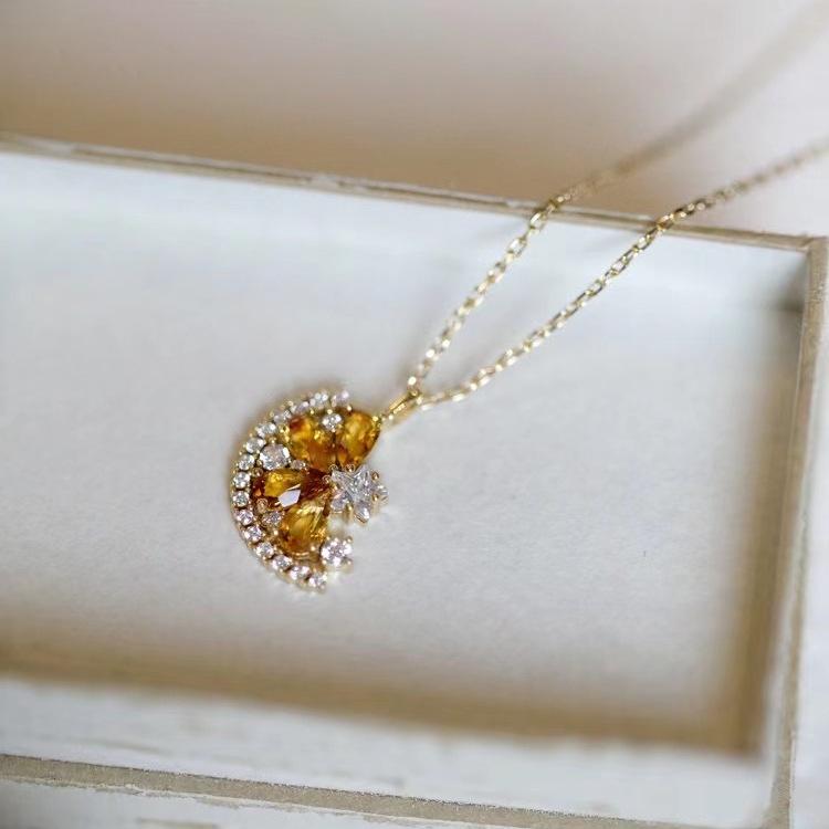 2022 Fresh Lemon Slice Pendant Necklace, Women's S925 Sterling Silver, Versatile Personality Temperament Clavicle Chain