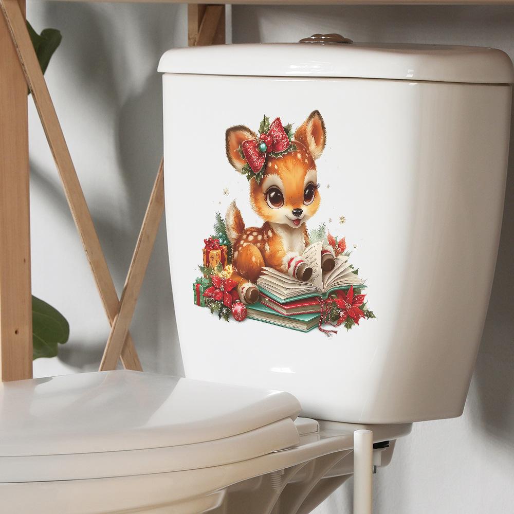 Atmosferă de Crăciun Citind Cerbul Mic Studiu Camera de Zi Înfrumusețare Acasă Autocolante de Perete