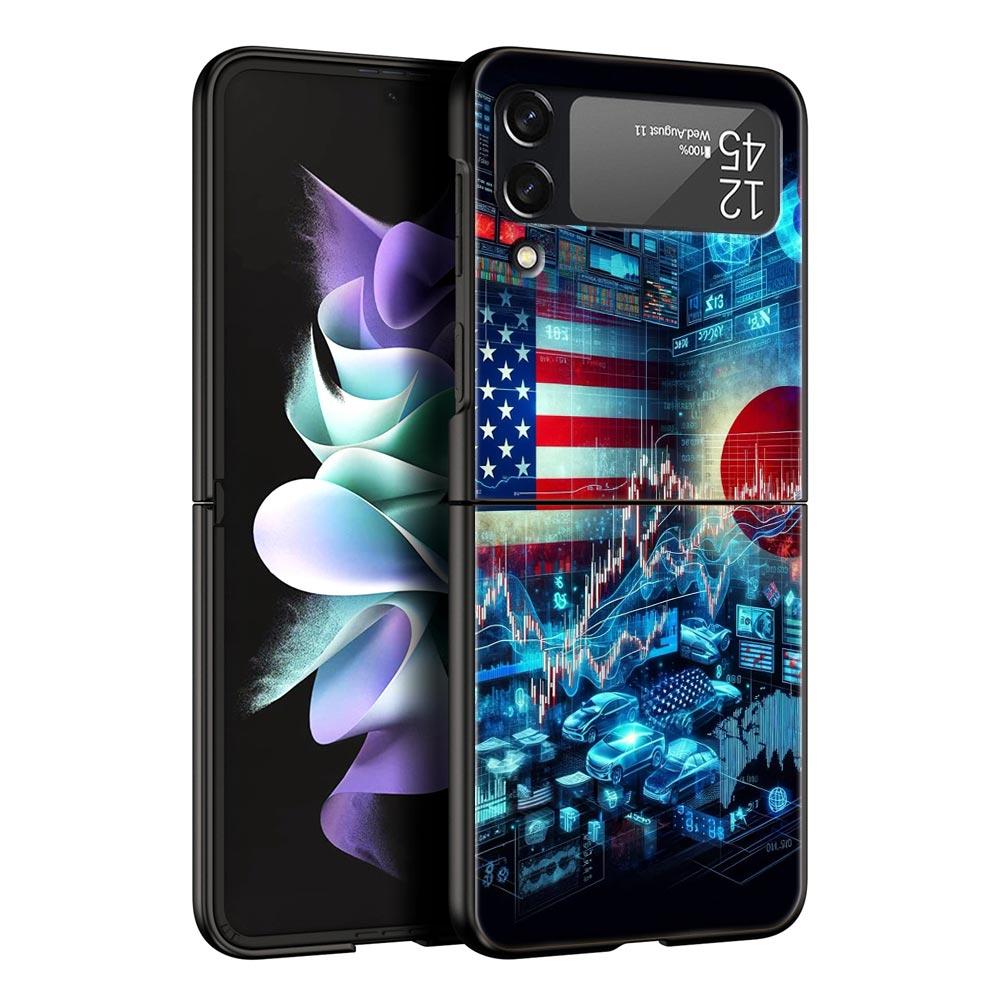 

Hard PC Phone Case For Samsung Galaxy Z Flip 7 6 5 4 Black Cover For Galaxy Z Flip3 Foldable Trade Investment Forex Stock Market Z Flip 3