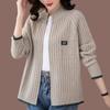 Cardigan Lavorato a Maglia da Donna Cappotto Inizio Primavera, Autunno e Inverno Ampio Stile Occidentale Maniche Lunghe Casual Maglione con Zip per Capispalla