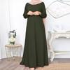 Women's Plus Size Autumn New Solid Color Temperament Long Sleeved Casual Comfortable Swing Fashion Dress