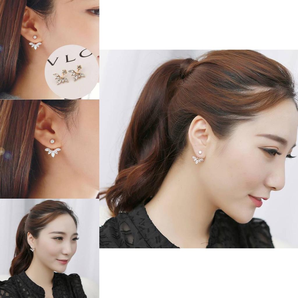 Elegant Korean Style Daisy Flower Stud Earrings With Zircon Stone For Women