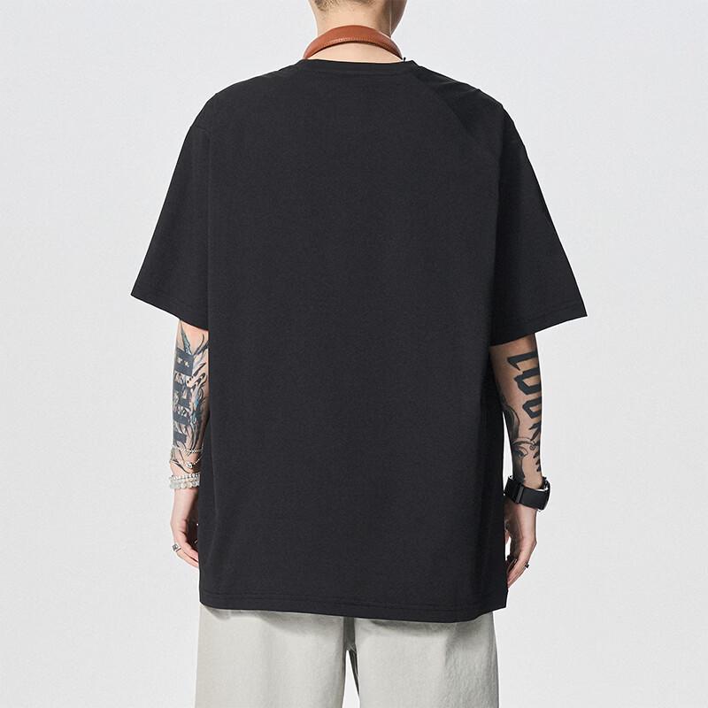 VUUG Men's Japanese-Korean Style Loose Fit Short Sleeve T-Shirt
