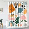 Retro Shower Curtain, 60S 70S Vintage Waterproof Polyester Fabric Bath Curtain Sets, Smile Face Pink Aesthetic Bathroom Curtains