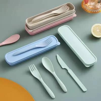 Wheat Straw Cutlery Set Travel Portable Box Fork Spoon Knife Kitchen Tableware Dishes Sets Dinnerware Steak Cutlery