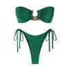 2024 Europäisches und amerikanisches sexy Bikini-Set aus glänzendem Stoff mit Tube-Top