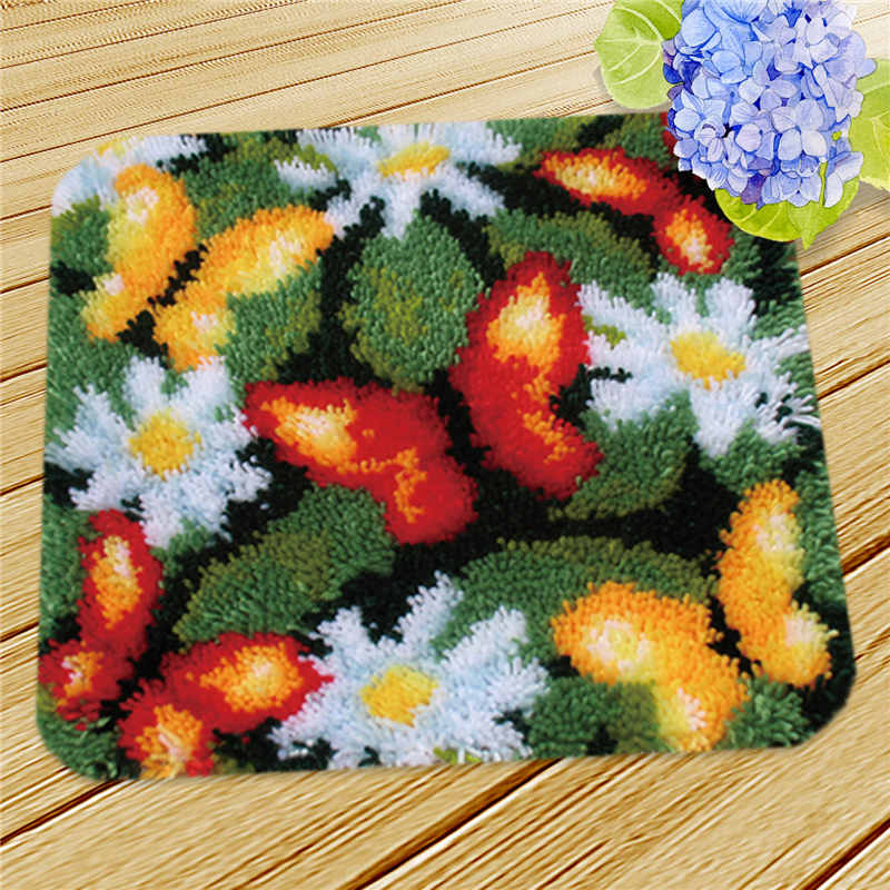 Nicediy Embroidery Latch Hook Rug Canvas Kits Carpet Latch Hook Kits DIY Knitted Fomiaran for Needlework Cross Stitch Crocheting