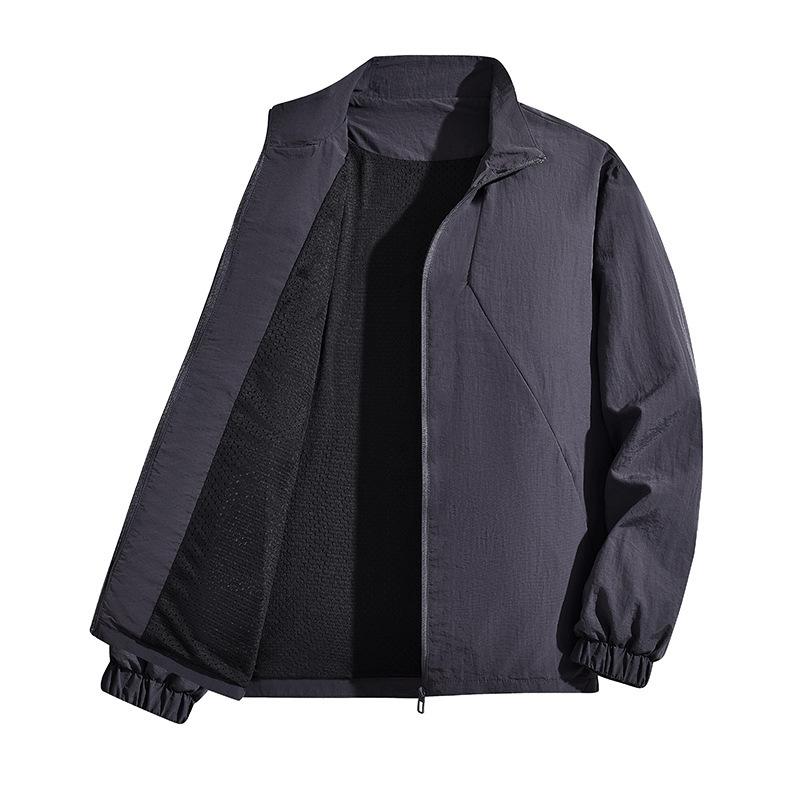 Autumn New Work Jacket Men's Stretchy Outdoor Solid Color Stand Collar Jacket Men's Jacket