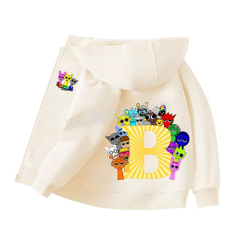 Kids Clothing Gift Child Cardigan Jacket Anime Cartoon A-Z Letter Windbreaker Hooded Girl Clothes Casual Thin Tops Coat
